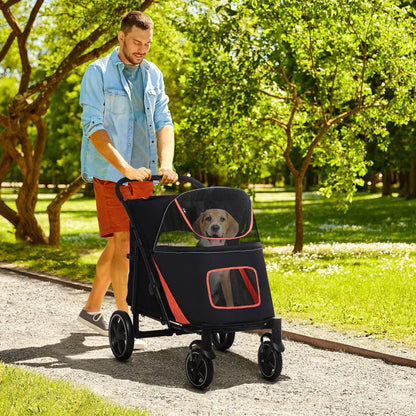 One-Click Foldable Stroller for Large Medium Small Dogs, Pet, Cats with Storage - Tampa Home & Garden Store