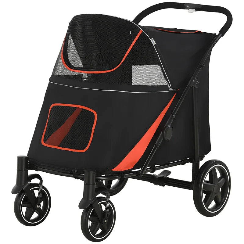 One-Click Foldable Stroller for Large Medium Small Dogs, Pet, Cats with Storage - Tampa Home & Garden Store