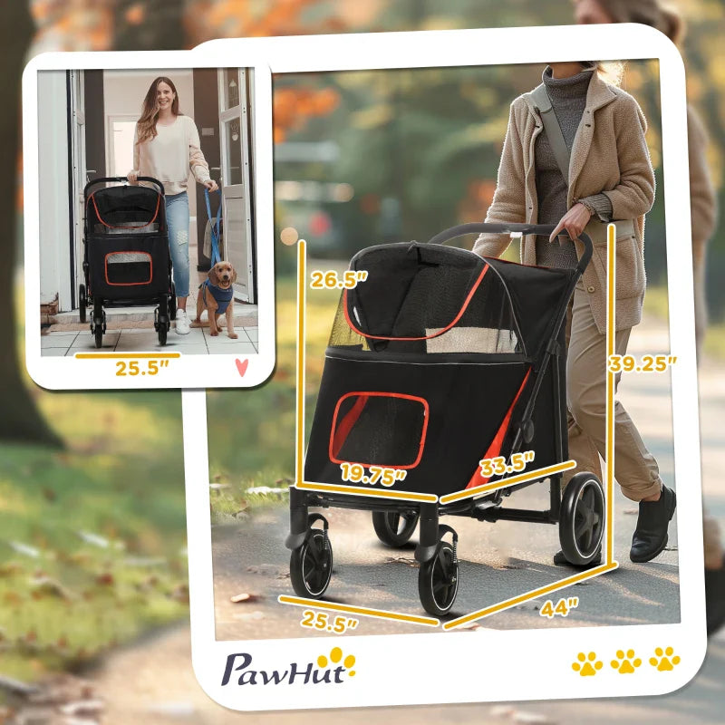 One-Click Foldable Stroller for Large Medium Small Dogs, Pet, Cats with Storage - Tampa Home & Garden Store