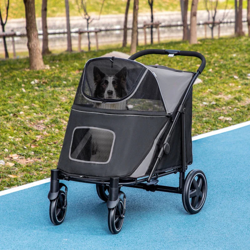 One-Click Foldable Stroller for Large Medium Small Dogs, Pet, Cats with Storage - Tampa Home & Garden Store