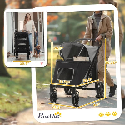 One-Click Foldable Stroller for Large Medium Small Dogs, Pet, Cats with Storage - Tampa Home & Garden Store