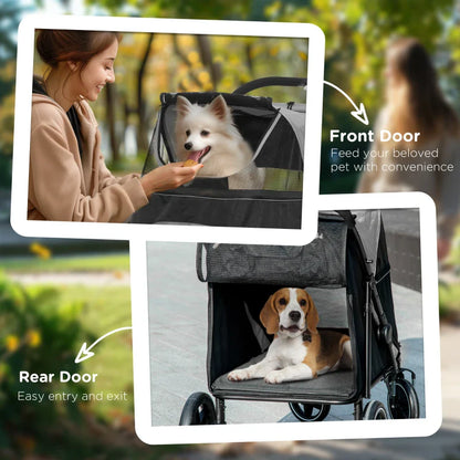 One-Click Foldable Stroller for Large Medium Small Dogs, Pet, Cats with Storage - Tampa Home & Garden Store
