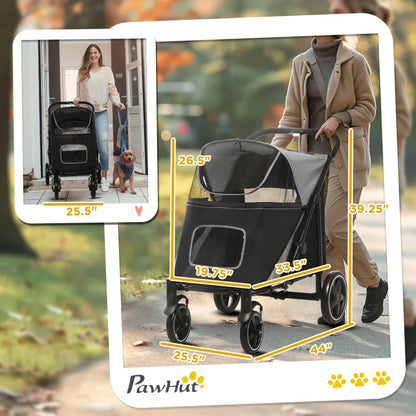 One-Click Foldable Stroller for Large Medium Small Dogs, Pet, Cats with Storage - Tampa Home & Garden Store