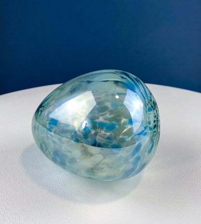 Opaline Blue Glass Egg 6". Oversized Easter Egg Minimal Art Glass. Spring or Easter Decor. Easter Table Accessory. Kids Room. - Tampa Home & Garden Store