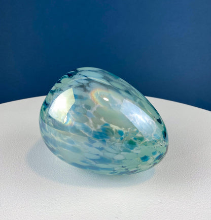 Opaline Blue Glass Egg 6". Oversized Easter Egg Minimal Art Glass. Spring or Easter Decor. Easter Table Accessory. Kids Room. - Tampa Home & Garden Store