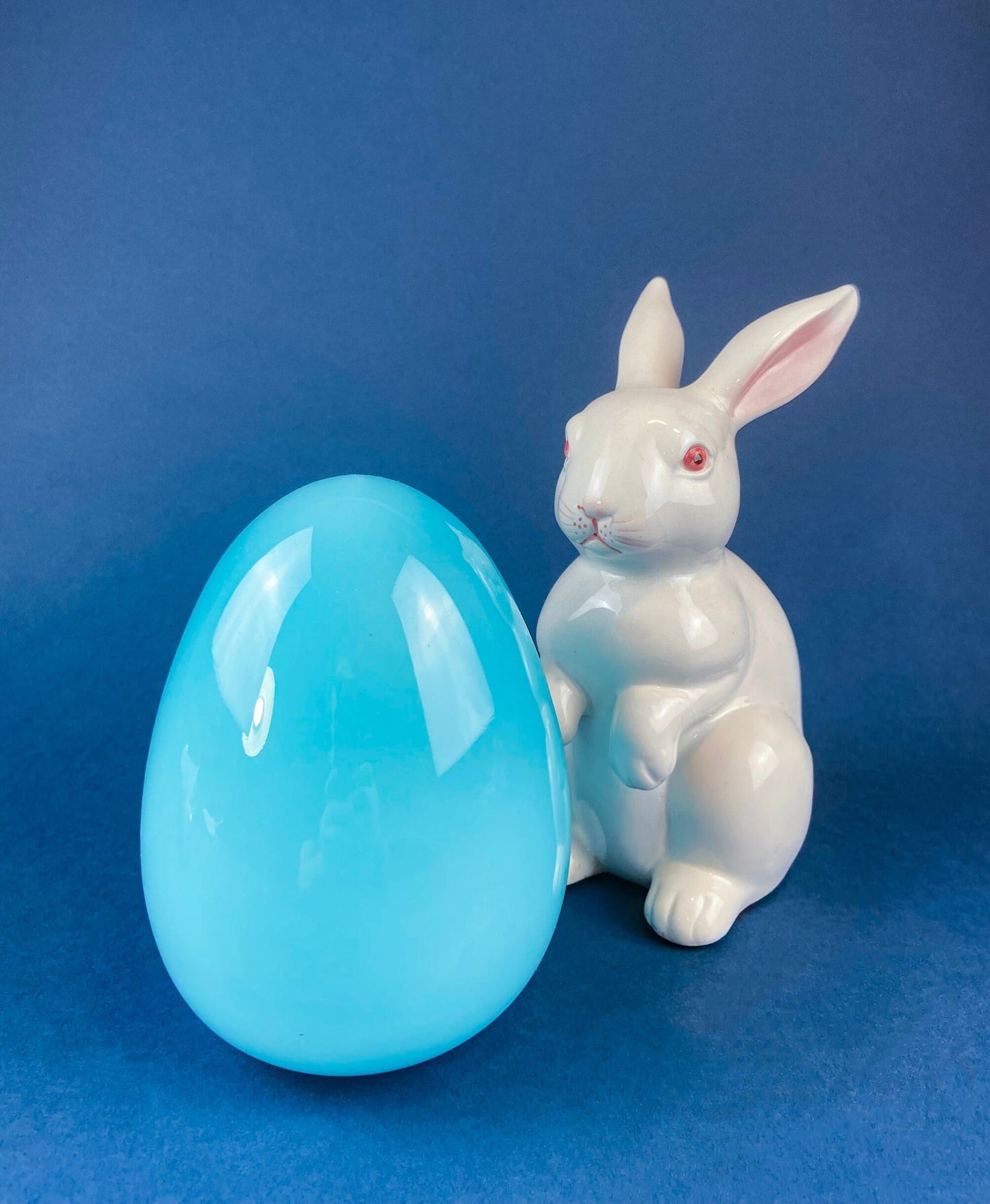Opaline Blue Glass Egg 6". Oversized Easter Egg Minimal Art Glass. Spring or Easter Decor. Easter Table Accessory. Kids Room. - Tampa Home & Garden Store