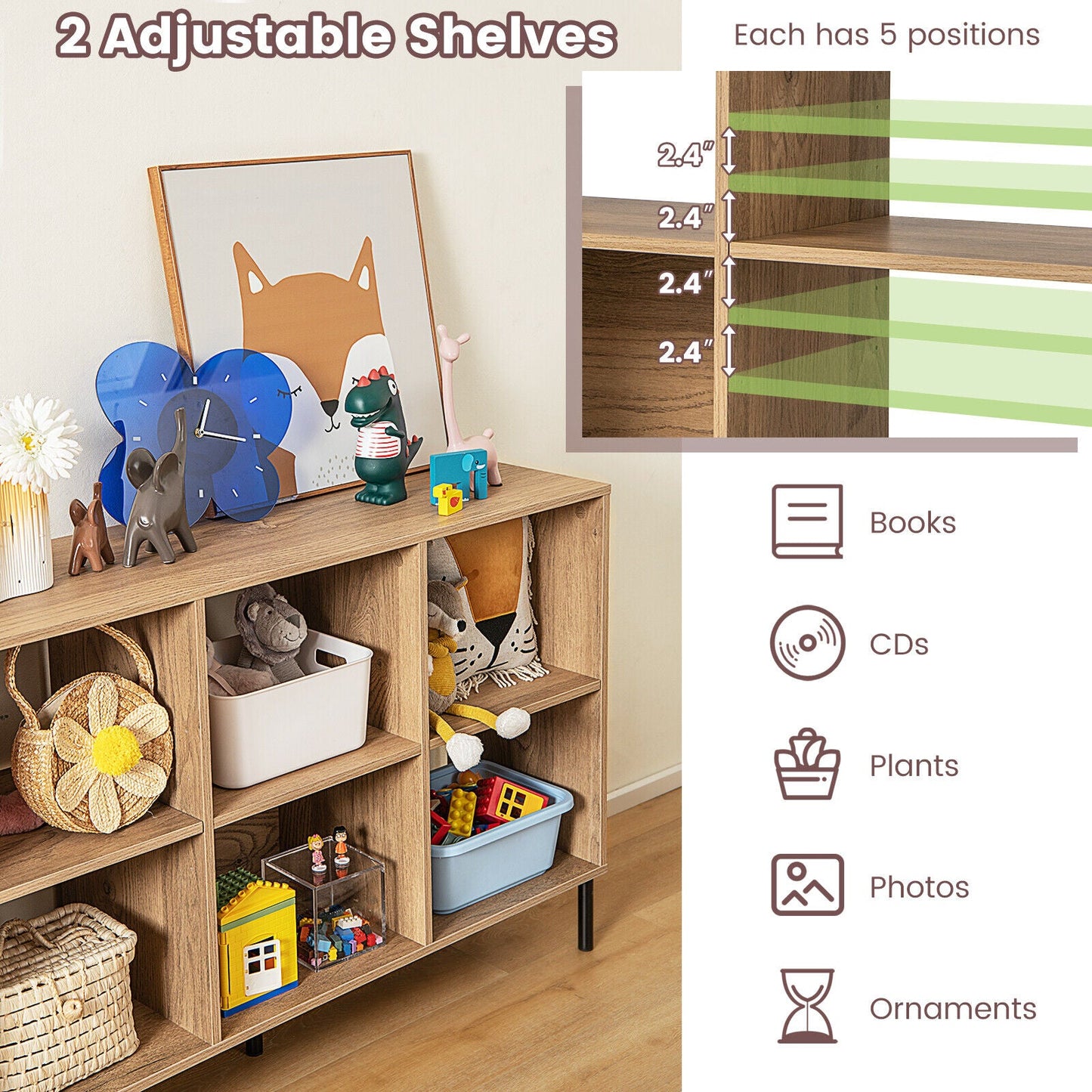 Estantería Abierta con Cajón para Estudio-Natural