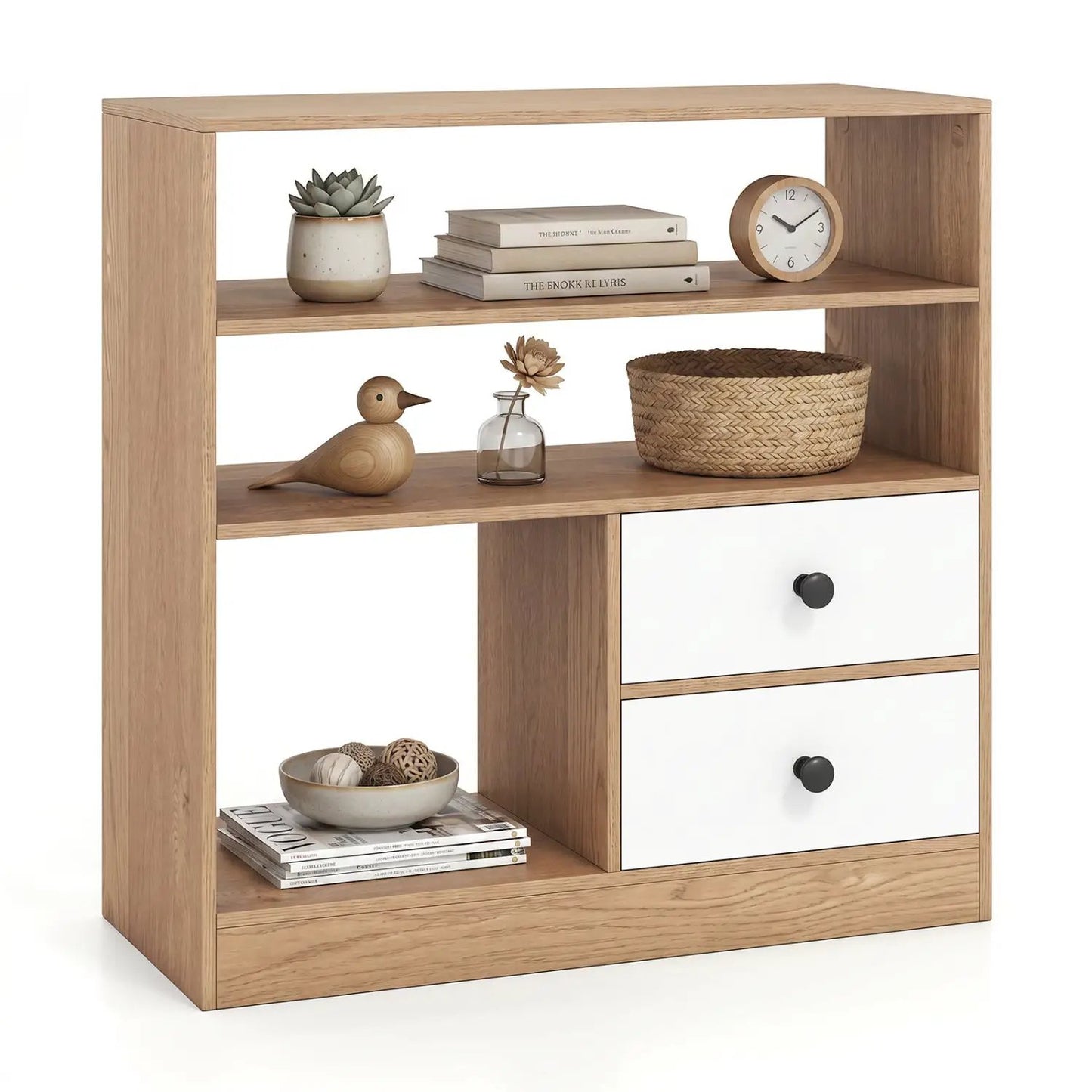 Storage Cabinet with 3 Shelves and 2 Drawers