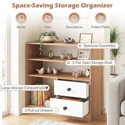 Storage Cabinet with 3 Shelves and 2 Drawers