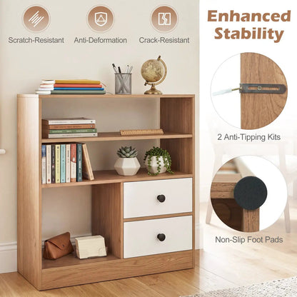 Storage Cabinet with 3 Shelves and 2 Drawers