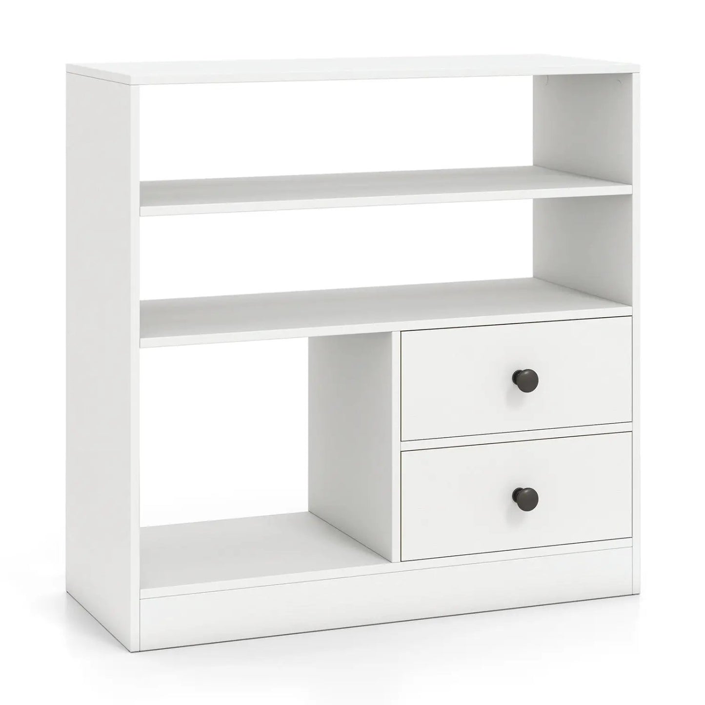 Console Table With 3 Shelves and Fabric Drawers