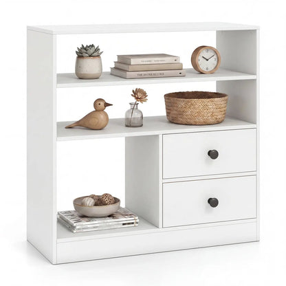 Console Table With 3 Shelves and Fabric Drawers