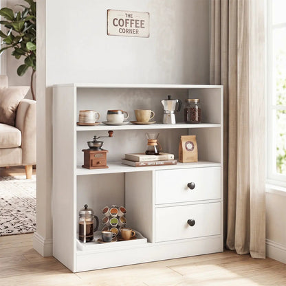 Console Table With 3 Shelves and Fabric Drawers
