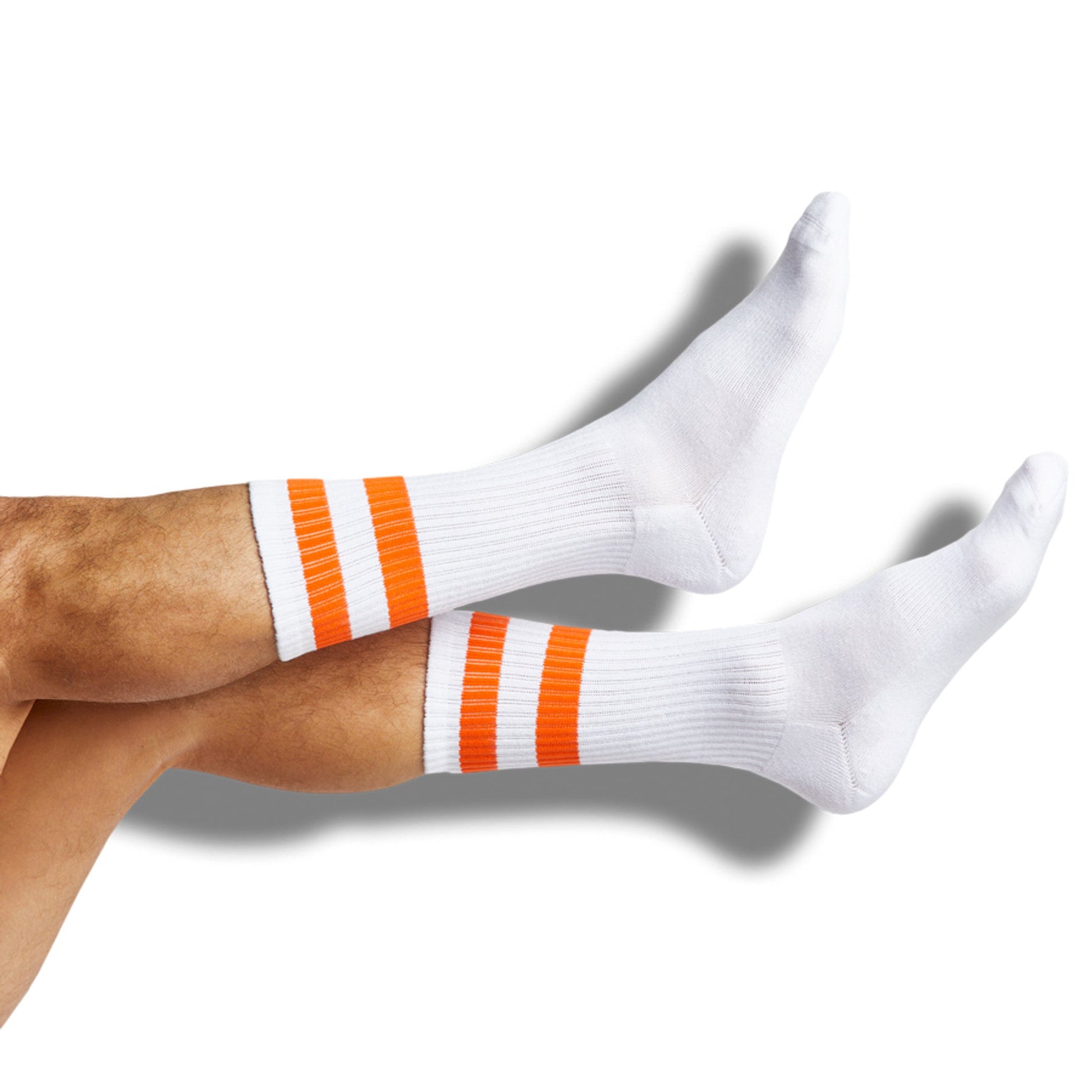 Purple/Orange Mixed Socks 8 Pack DeadSoxy white crew socks with orange striped cuffs on Tampa Home & Garden Store