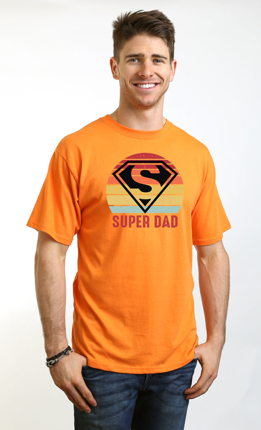 Super Dad men's bamboo viscose organic cotton short sleeve graphic tee orange by Spun Bamboo on Tampa Home & Garden Store