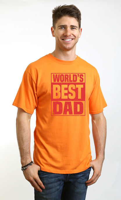 World's Best Dad men's bamboo viscose organic cotton tee orange with red print Spun Bamboo on Tampa Home & Garden Store