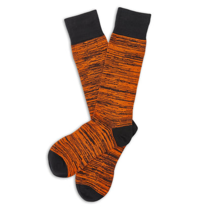 Orange black dress socks 4-pack DeadSoxy team colorways marled pattern with black toe on Tampa Home & Garden Store