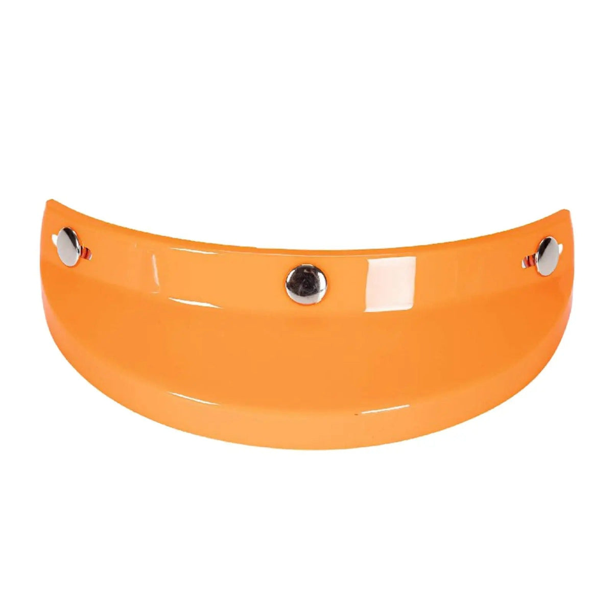 Visor for 3/4 Helmet, orange plastic with chrome rivets and glossy finish, BikerZoneZ on Tampa Home & Garden Store