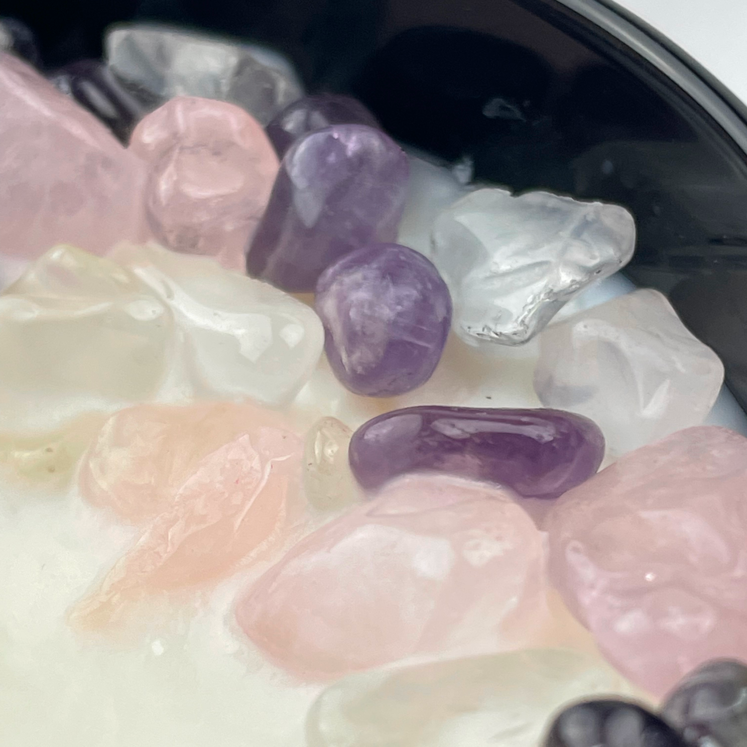 Orchid Seascape Crystal Candle with Amethyst, Rose, and Crystal Quartz | Coconut-Soy Wax Candle, 9oz - Tampa Home & Garden Store