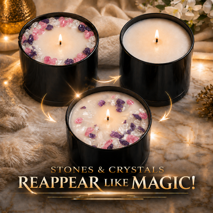 Bougie parfumée Orchidée et Paysage Marin avec Améthyste, Rose et Quartz Cristal | Bougie en cire de coco et de soja, 255 g