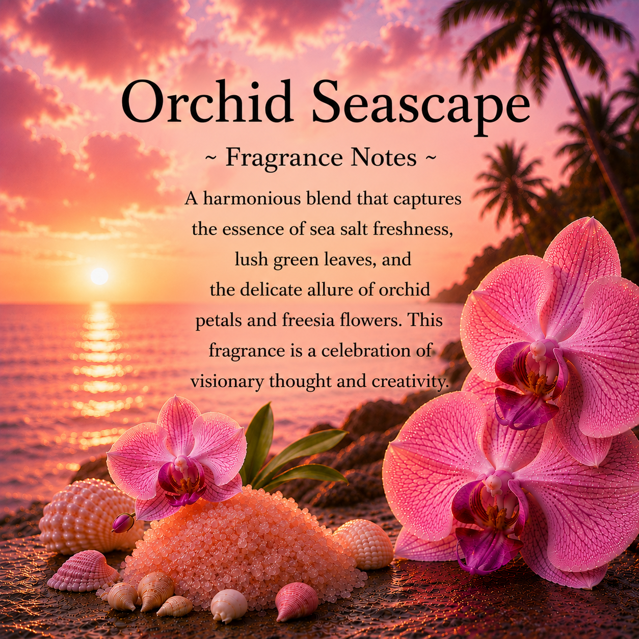 Difusor de aceites esenciales Orchid Seascape con cristales, 100 ml