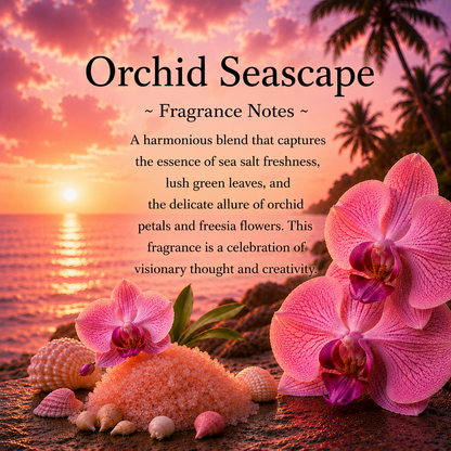 Orchid Seascape, Premium Coconut-Soy Wax Tea Light Crystal Candle, 1oz