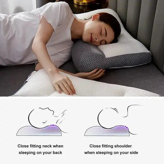 Ergonomic neck support contour pillow Moktan Sabai gray/white for neck and shoulder comfort on Tampa Home & Garden Store