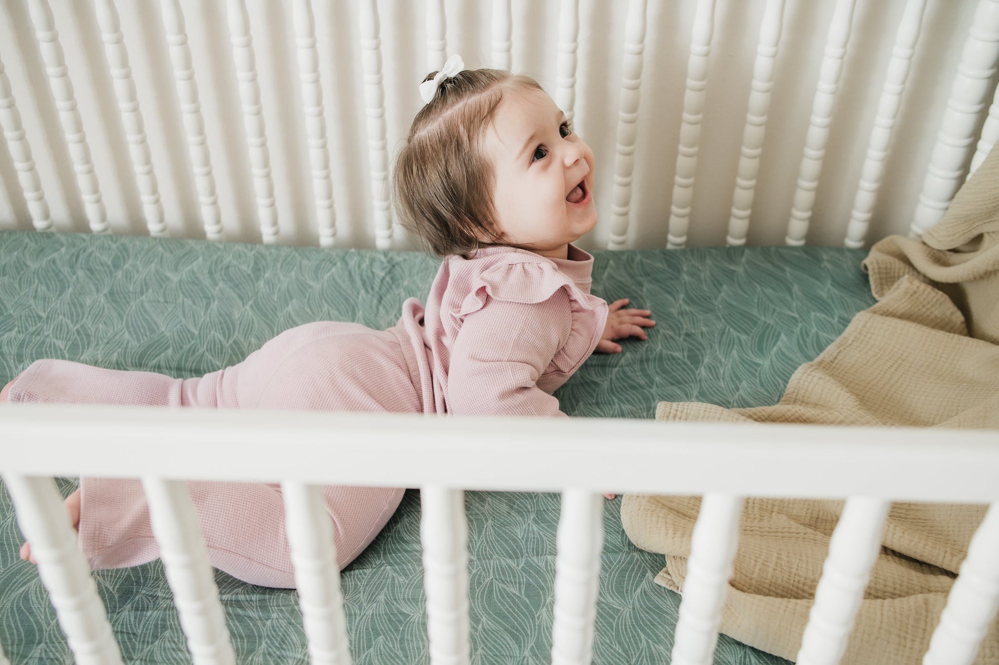 Organic Bamboo Blend Crib Sheet in Beanstalk - Tampa Home & Garden Store