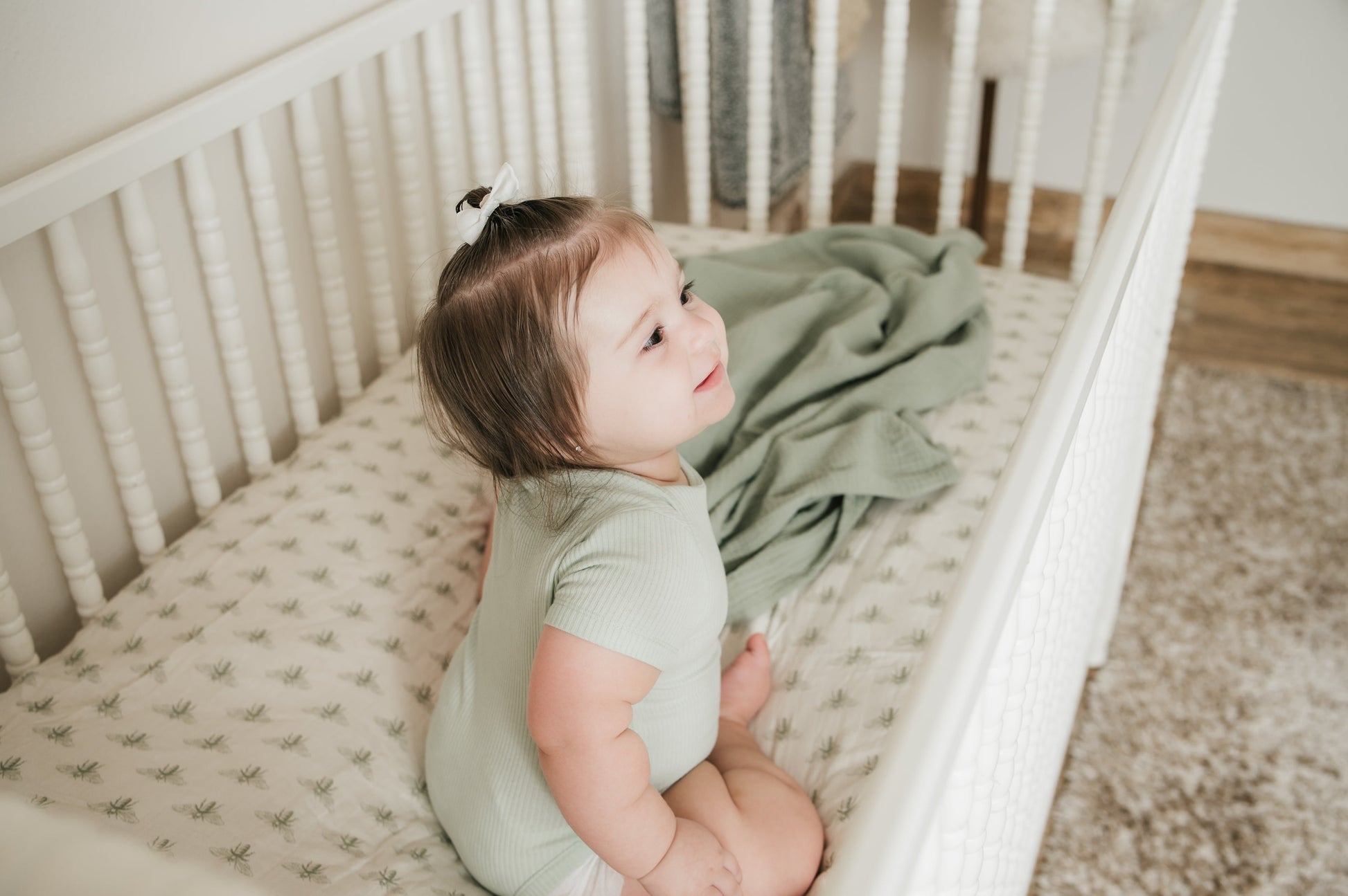 Organic Bamboo Blend Crib Sheet in Buzzy Bees - Tampa Home & Garden Store