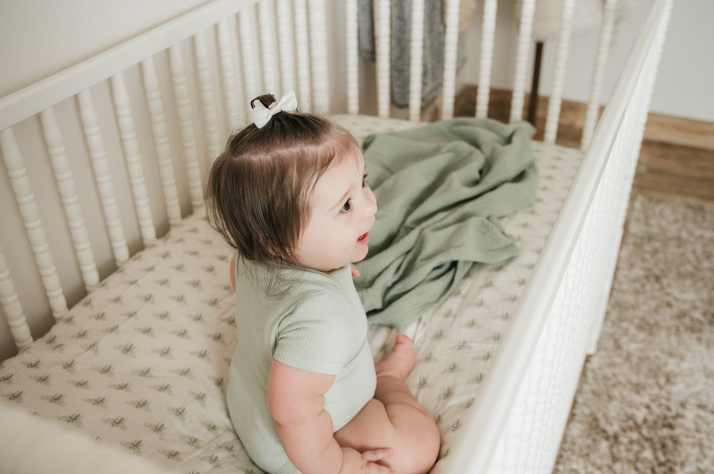 Organic Bamboo Blend Crib Sheet in Buzzy Bees - Tampa Home & Garden Store