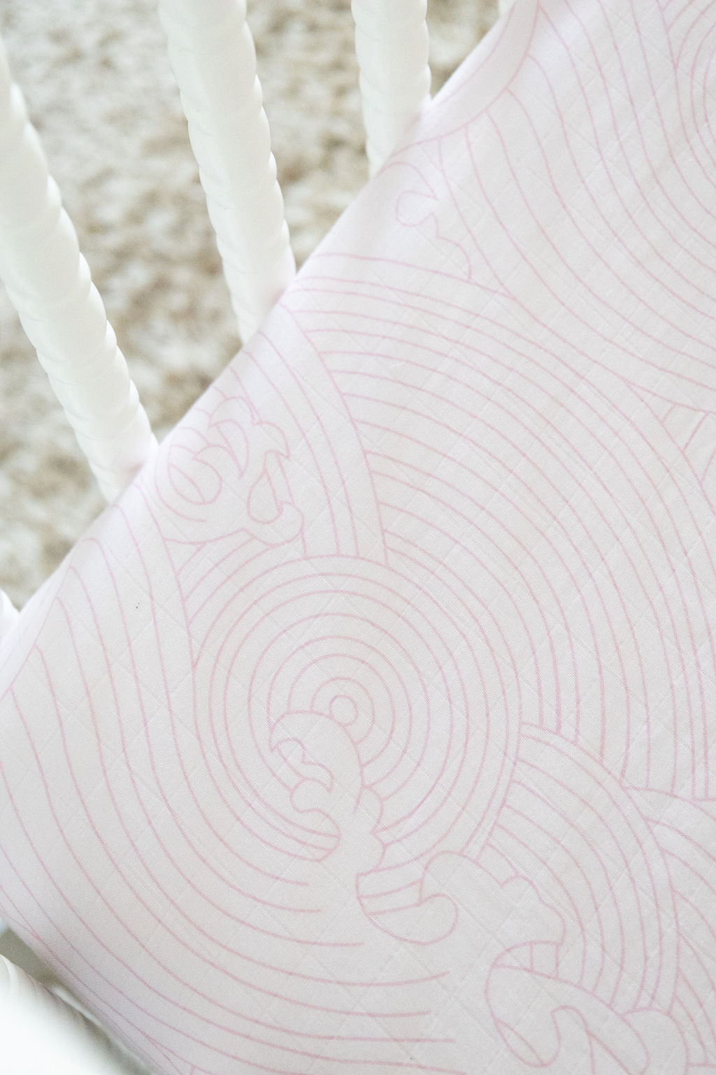 Organic Bamboo Cotton Blend Standard Crib Sheet in Pink Crashing Sea Waves - Tampa Home & Garden Store