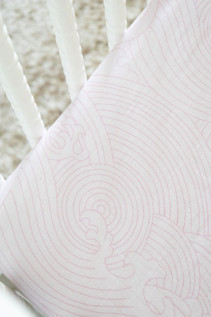 Organic Bamboo Cotton Blend Standard Crib Sheet in Pink Crashing Sea Waves - Tampa Home & Garden Store