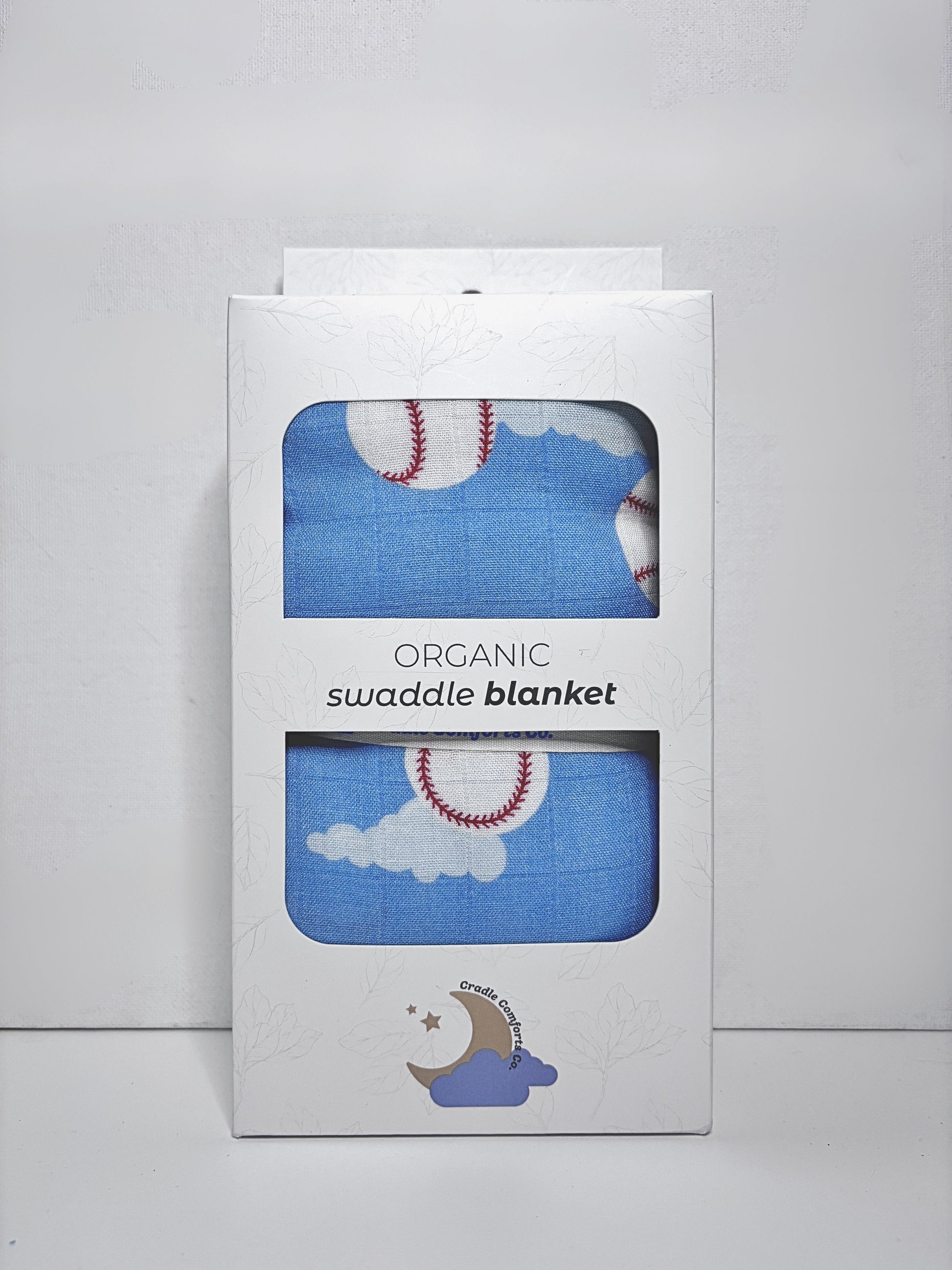 Organic Bamboo Cotton Muslin Swaddle Blanket in Baseballs in the Sky - Tampa Home & Garden Store