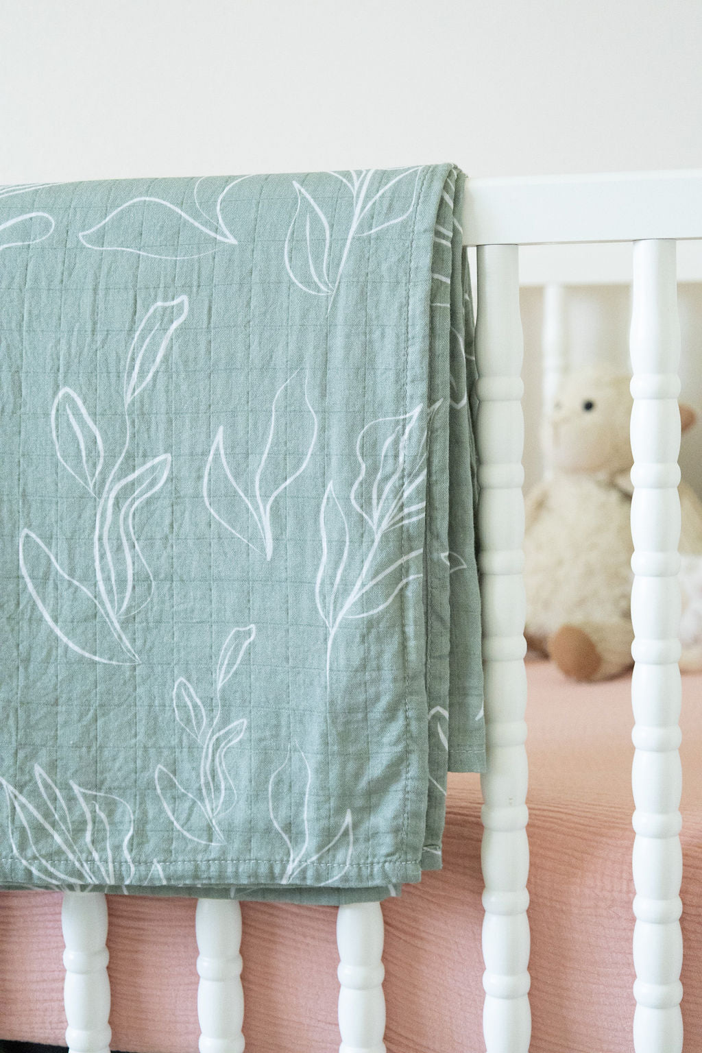 Organic Bamboo Cotton Muslin Swaddle Blanket in Natural Oasis Willow - Tampa Home & Garden Store