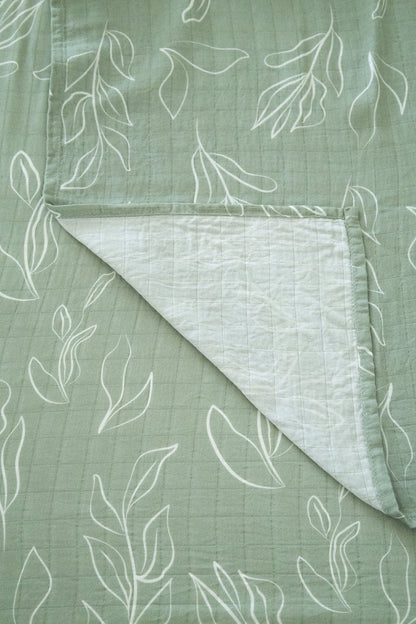 Organic Bamboo Cotton Muslin Swaddle Blanket in Natural Oasis Willow - Tampa Home & Garden Store
