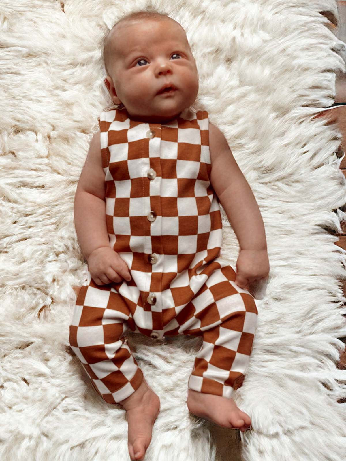 ♻️ Organic Checkerboard Baby Jumpsuit – GOTS-Certified Cotton by SIIX Collection - Tampa Home & Garden Store