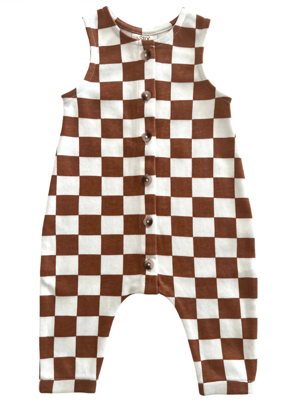 ♻️ Organic Checkerboard Baby Jumpsuit – GOTS-Certified Cotton by SIIX Collection - Tampa Home & Garden Store