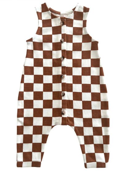 ♻️ Organic Checkerboard Baby Jumpsuit – GOTS-Certified Cotton by SIIX Collection - Tampa Home & Garden Store