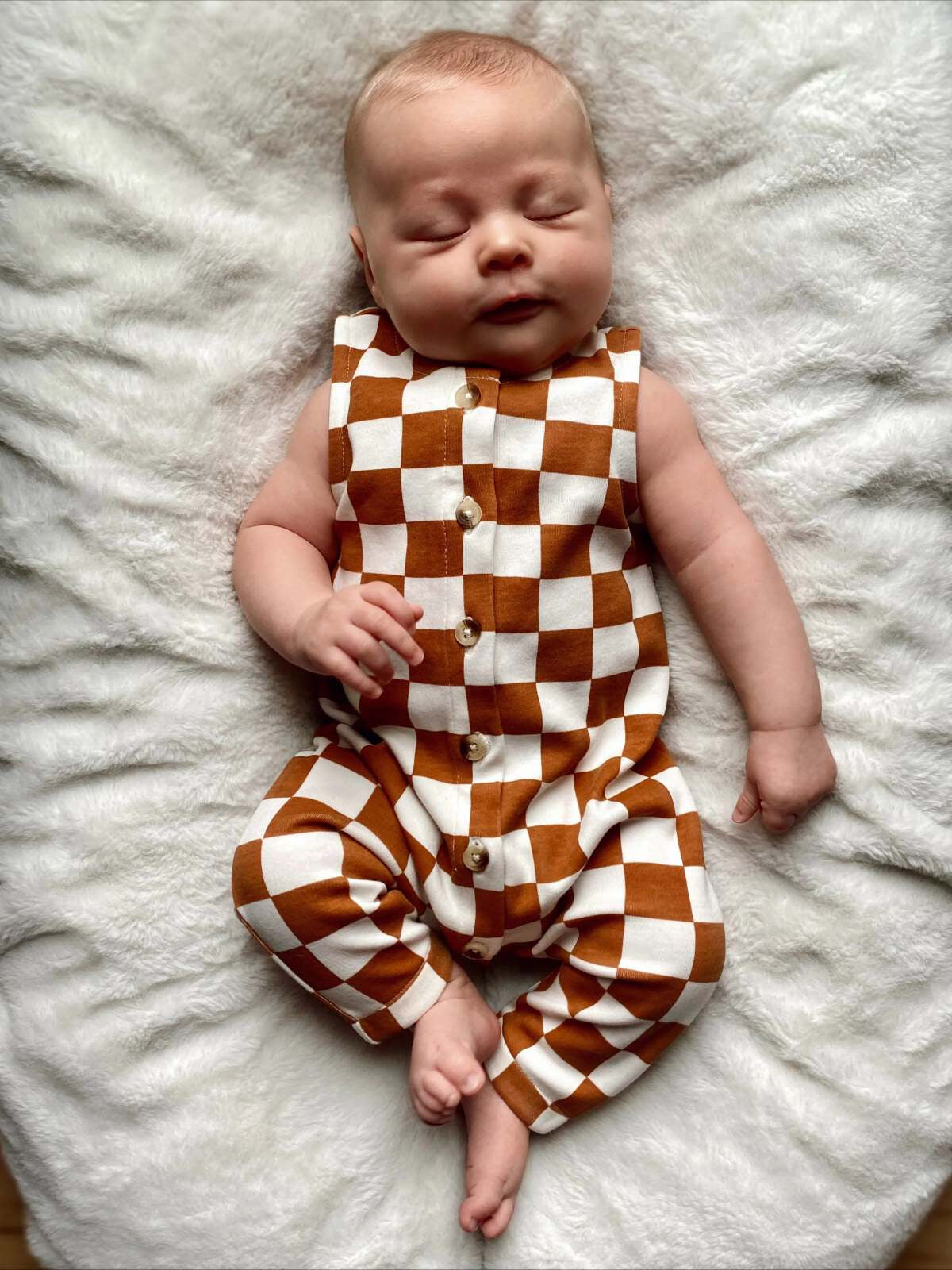 ♻️ Organic Checkerboard Baby Jumpsuit – GOTS-Certified Cotton by SIIX Collection - Tampa Home & Garden Store