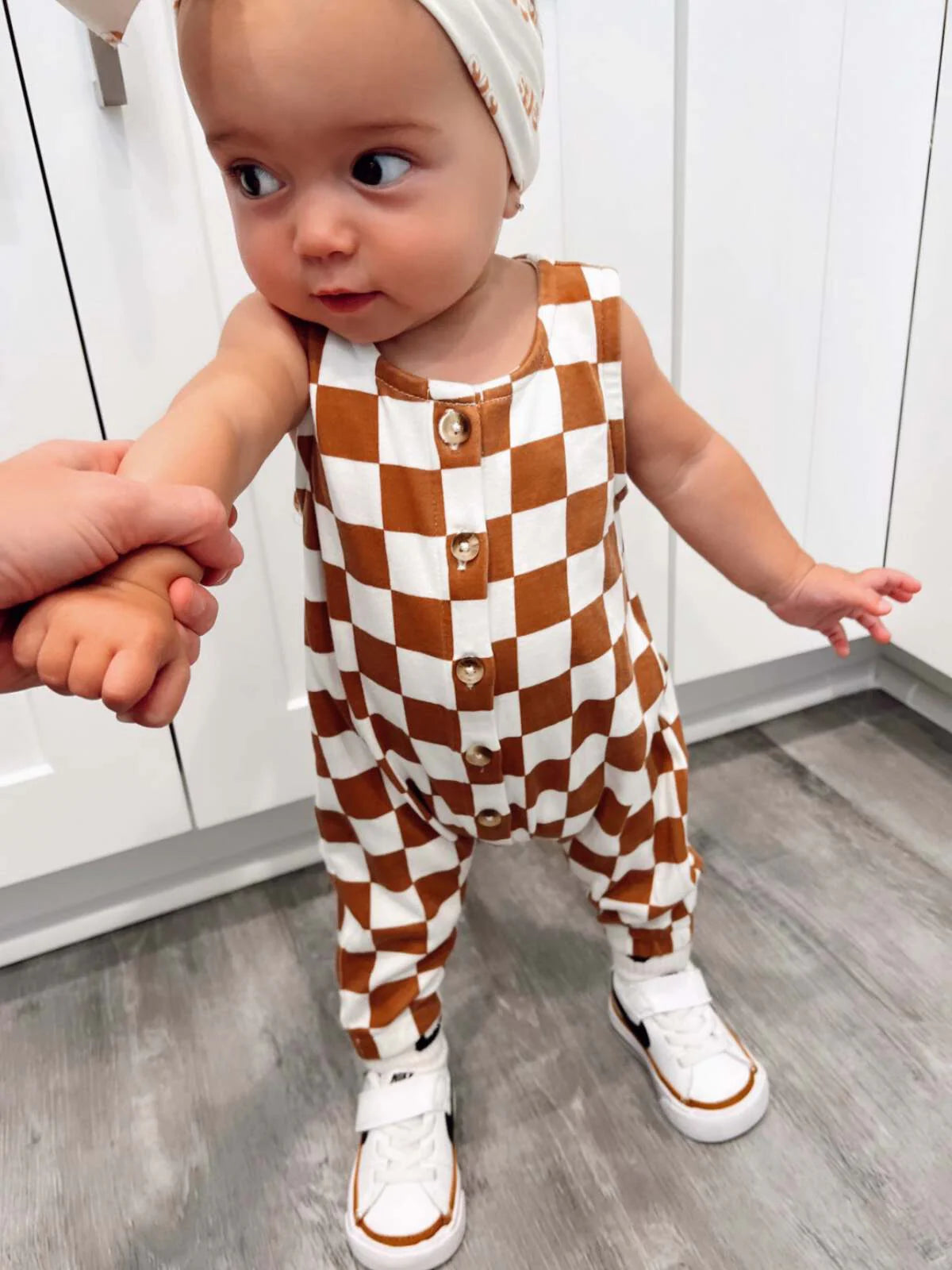 ♻️ Organic Checkerboard Baby Jumpsuit – GOTS-Certified Cotton by SIIX Collection - Tampa Home & Garden Store