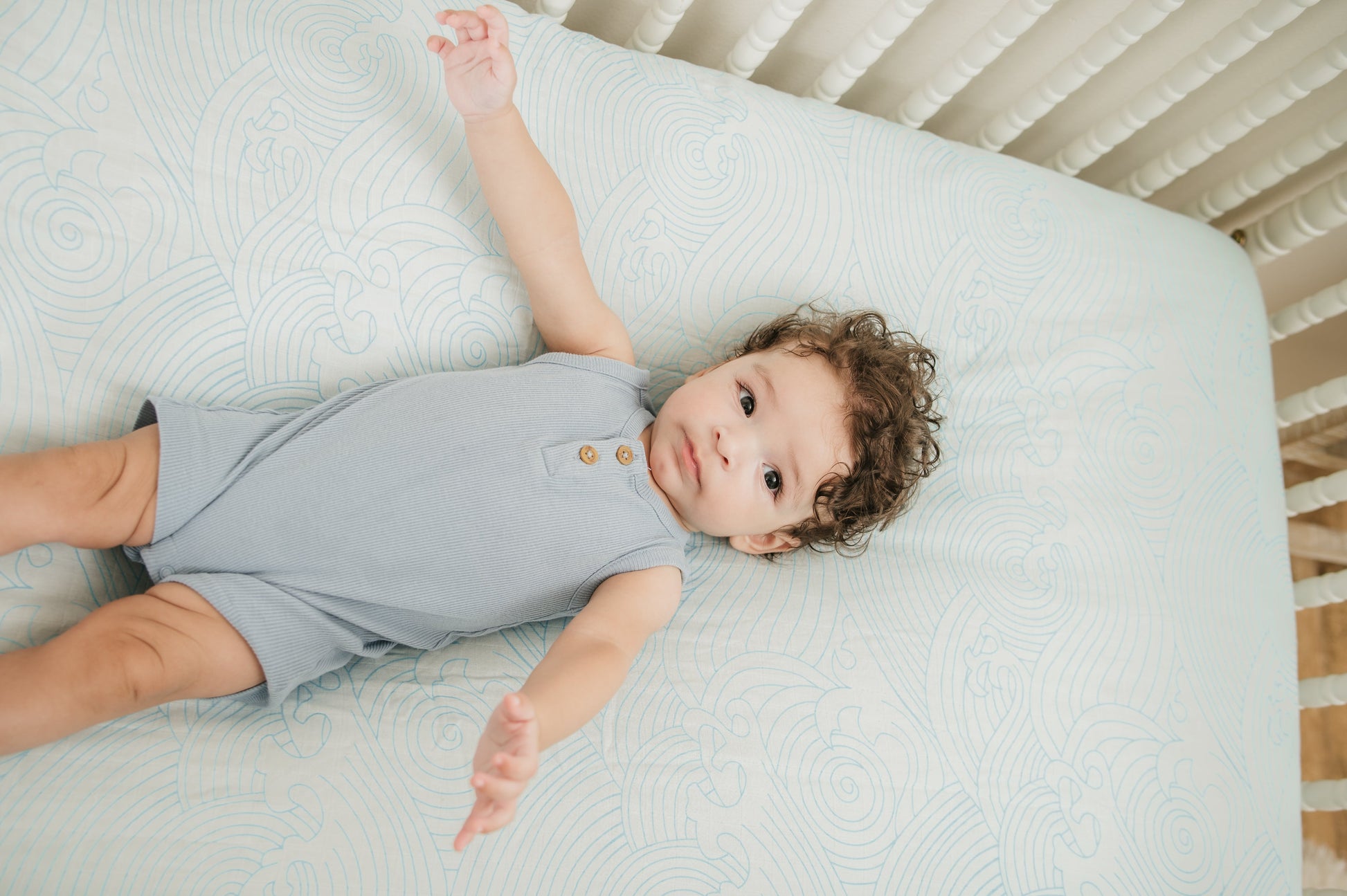 Organic Crashing Sea Waves Bamboo Cotton Blend Crib Sheet - Tampa Home & Garden Store