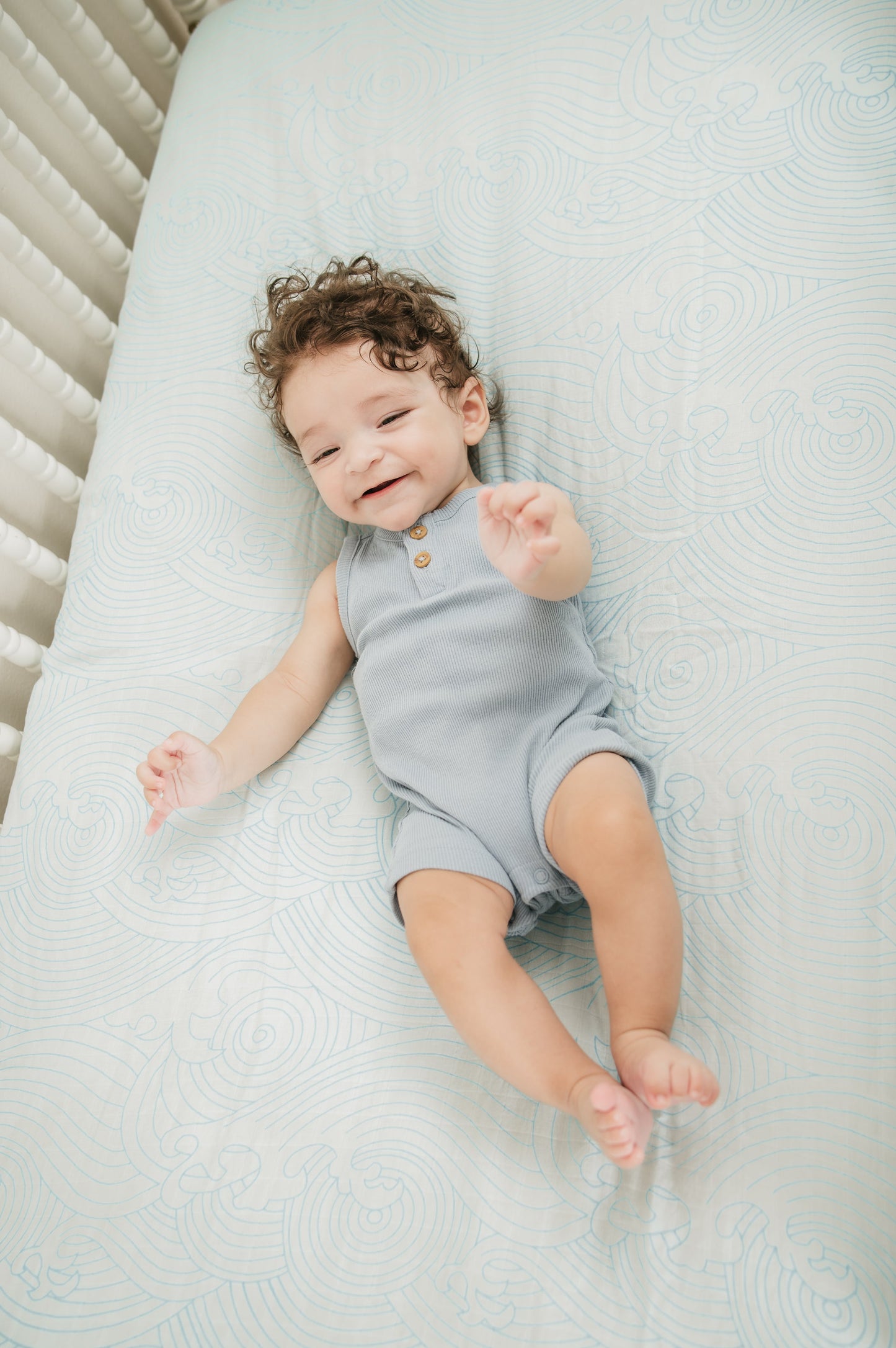 Organic Crashing Sea Waves Bamboo Cotton Blend Crib Sheet - Tampa Home & Garden Store