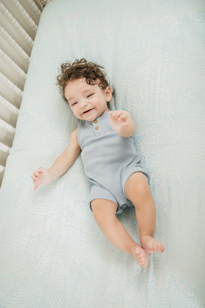 Organic Crashing Sea Waves Bamboo Cotton Blend Crib Sheet - Tampa Home & Garden Store