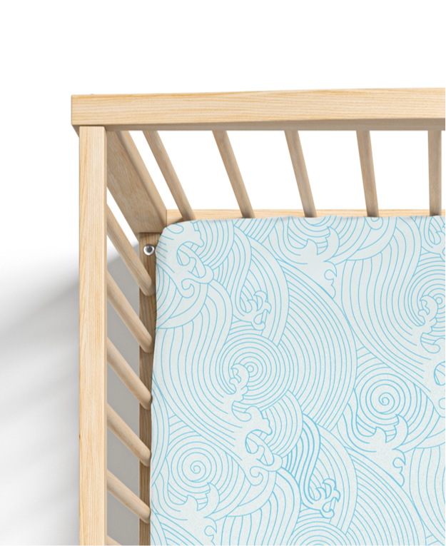 Organic Crashing Sea Waves Bamboo Cotton Blend Crib Sheet - Tampa Home & Garden Store