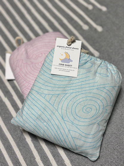 Organic Crashing Sea Waves Bamboo Cotton Blend Crib Sheet - Tampa Home & Garden Store