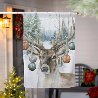 Ornament Deer Suede House Flag - Tampa Home & Garden Store