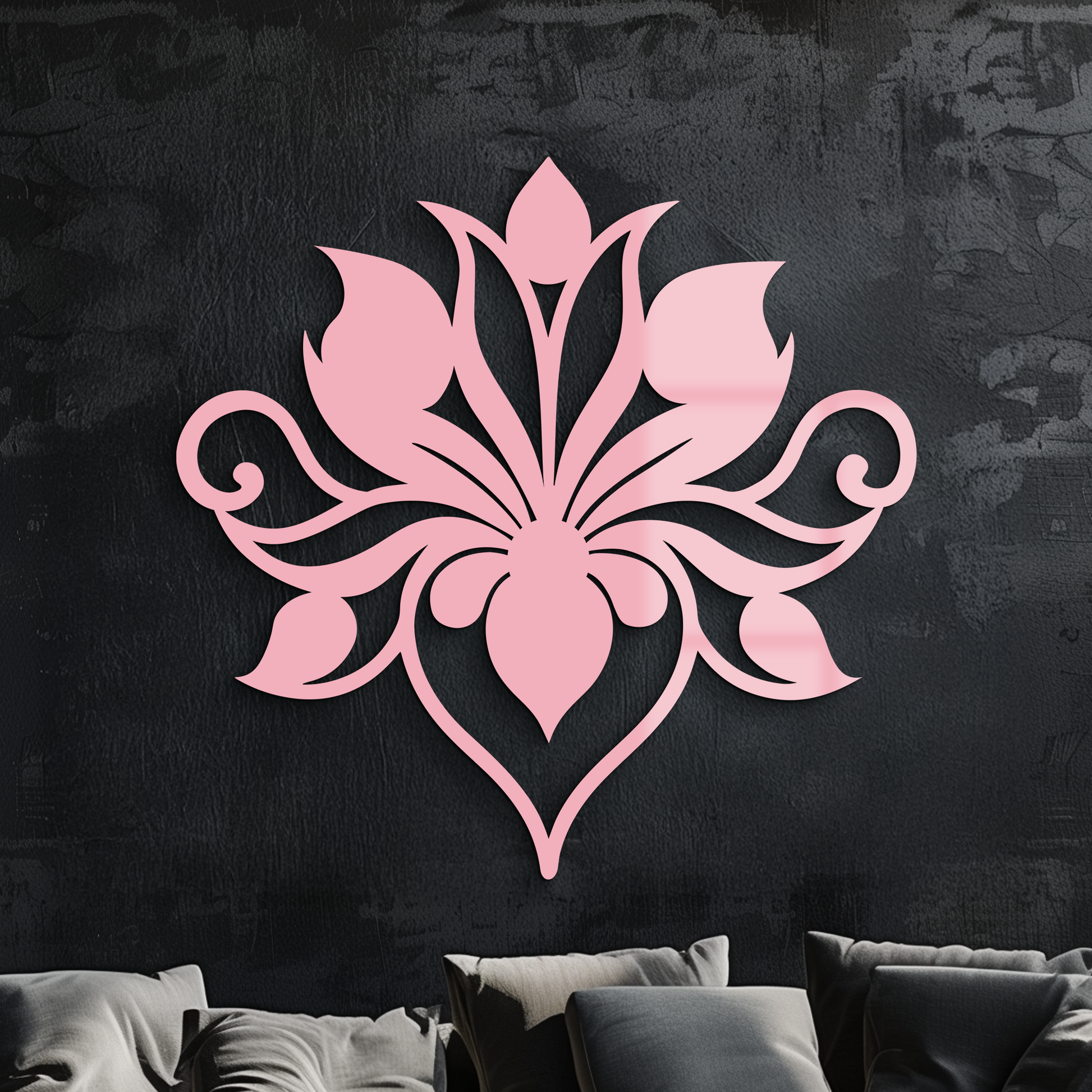 Ornamental Lotus Silhouette Metal Wall Art – Elegant Floral Decor - KAFGP053 - Tampa Home & Garden Store