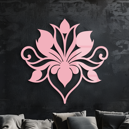 Ornamental Lotus Silhouette Metal Wall Art – Elegant Floral Decor - KAFGP053 - Tampa Home & Garden Store