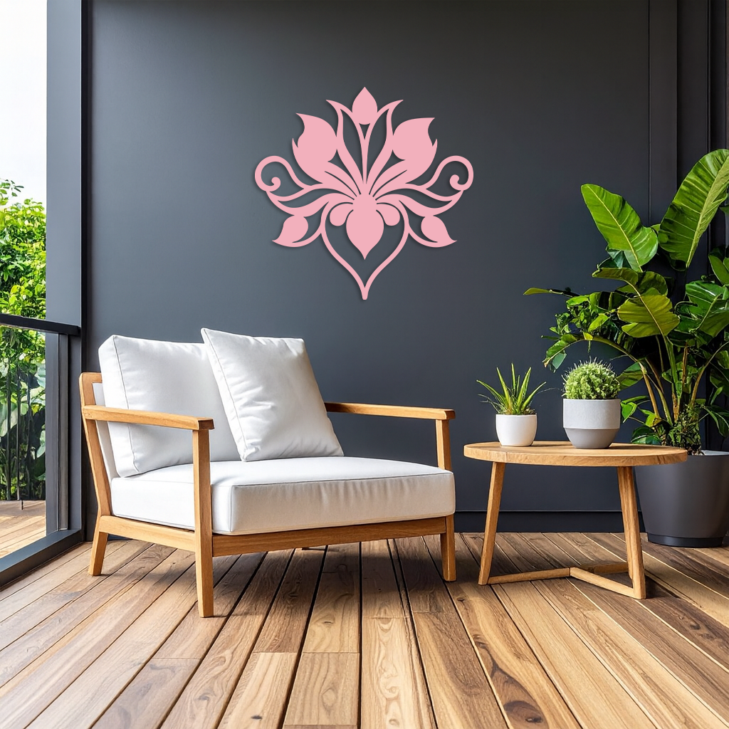 Ornamental Lotus Silhouette Metal Wall Art – Elegant Floral Decor - KAFGP053 - Tampa Home & Garden Store