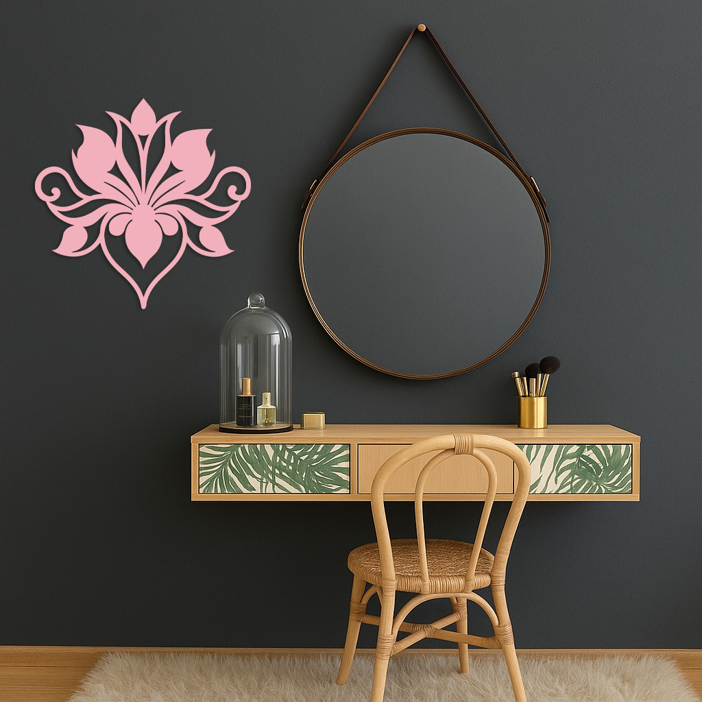 Ornamental Lotus Silhouette Metal Wall Art – Elegant Floral Decor - KAFGP053 - Tampa Home & Garden Store